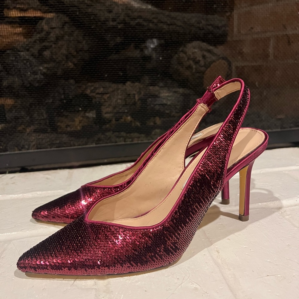 Nina Pink Sequin Glitter Slingback Heel